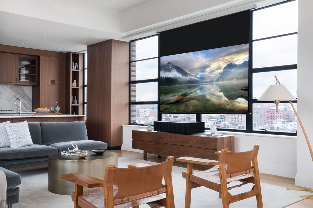 projector in apartment living room