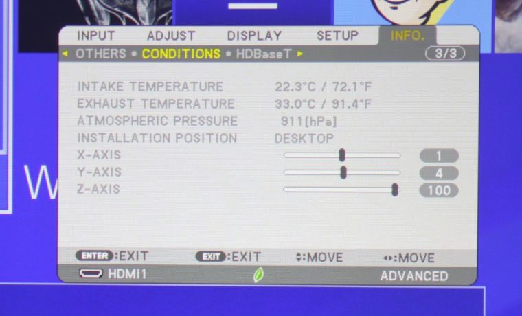 NEC NP-PA653UL Info Menu - Conditions